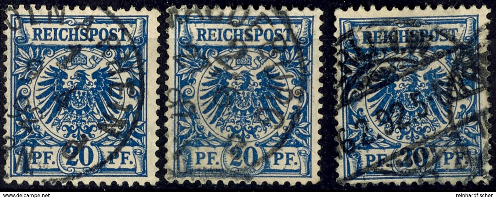 2253 20 Pf. Dunkelblau, 3 Werte, Gestempelt, Gepr. Jäschke-L/Wiegand BPP (1 Wert Erhöht), Mi. 270.-, Katalog: 48ba O - Sonstige & Ohne Zuordnung