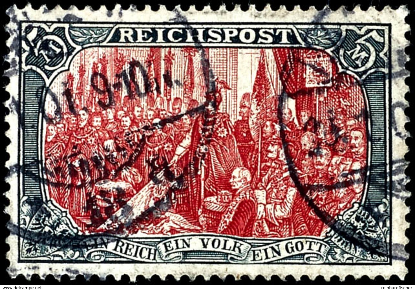 2296 5 M. Reichspost, Type II, Zentrisch Gestempelt KGS "HAMBURG 2..1.01", Ringsum Gut Gezähnt, Kleiner Kaum Wahrnehmbar - Other & Unclassified