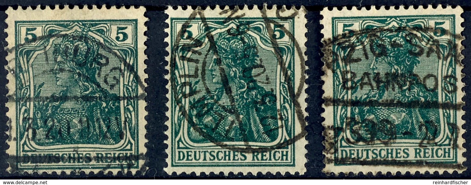 2352 5 Pf. Schwarzopalgrün, 3 Tadellose Werte, Gest., Gepr. Jäschke-L. BPP, Mi. 300.-, Katalog: 85IIe O - Sonstige & Ohne Zuordnung