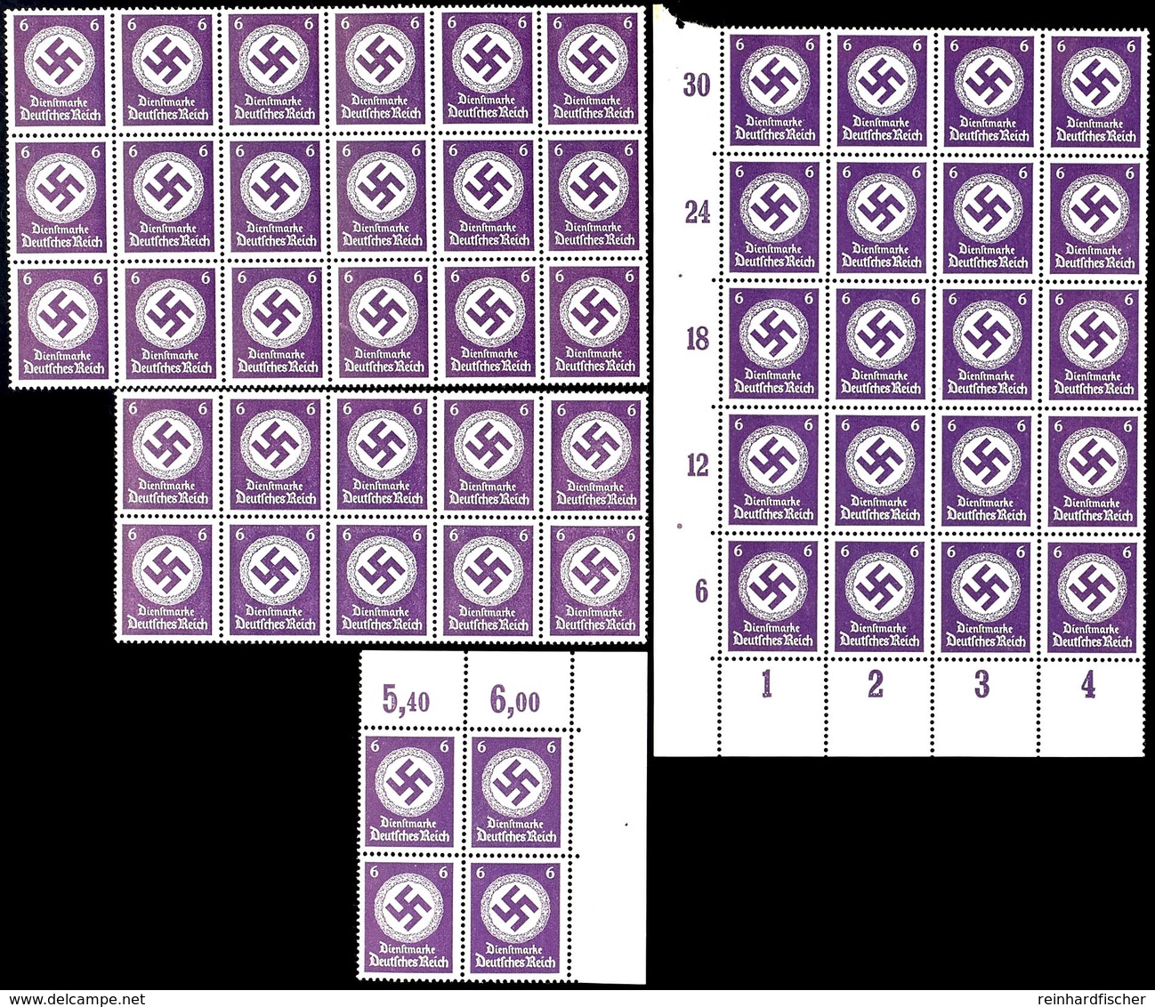 3042 6 Pf Behördendienstmarke 52 Mal Tadellos Postfrisch In Bogenteilen, Dabei 2 Mal OR Platte, Jeder Wert Gepr. Schlege - Andere & Zonder Classificatie