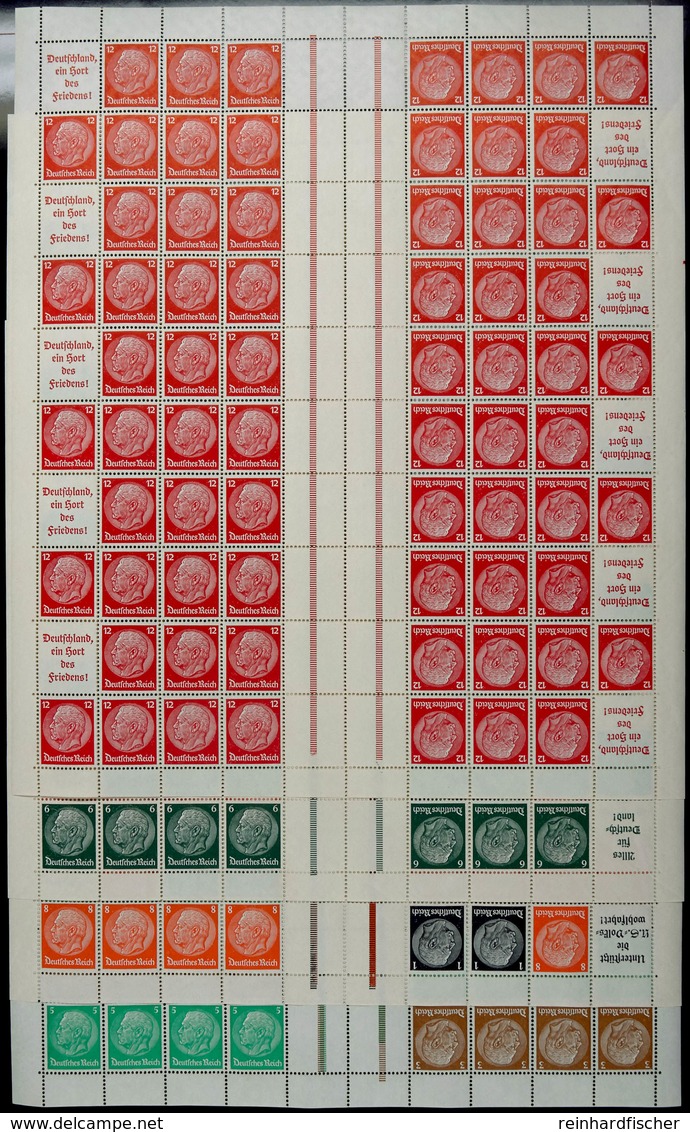 3062 Hindenburg 1936/37, 4 Markenheftchenbogen Kpl., Postfrisch, Mi. 2.800.-, Katalog: MHB38/41 ** - Sonstige & Ohne Zuordnung