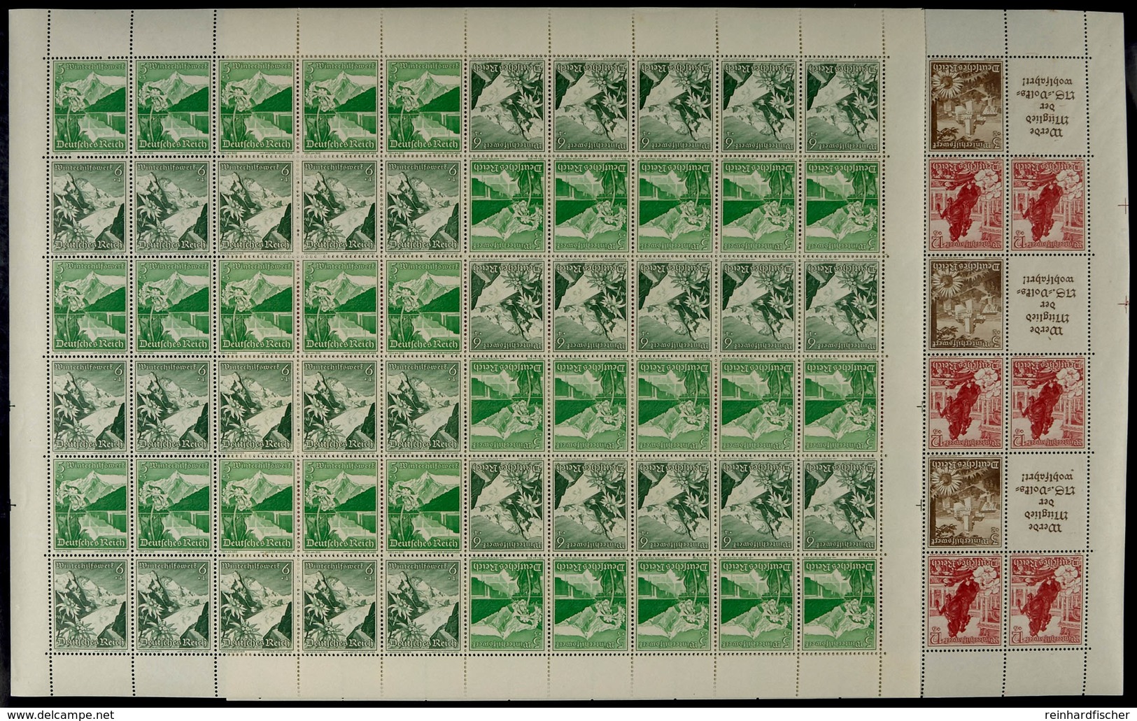 3073 WHW 1938 Ostmark, 2 Markenheftchenbogen Postfrisch, 3+12 Pf. Mit Formnummer 1, Mi. 680.-, Katalog: MHB63/64 ** - Sonstige & Ohne Zuordnung