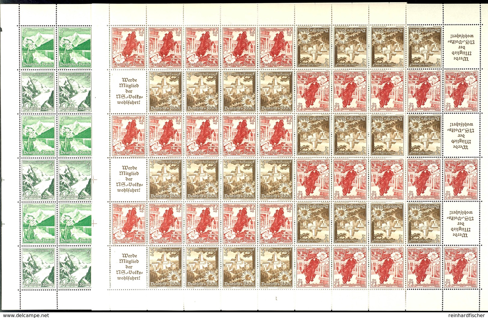 3075 WHW 1938 Ostmark, 2 Markenheftchenbogen Postfrisch, 3+12 Pf. Mit Formnummer 1, Mi. 680.-, Katalog: MHB63/64 ** - Andere & Zonder Classificatie