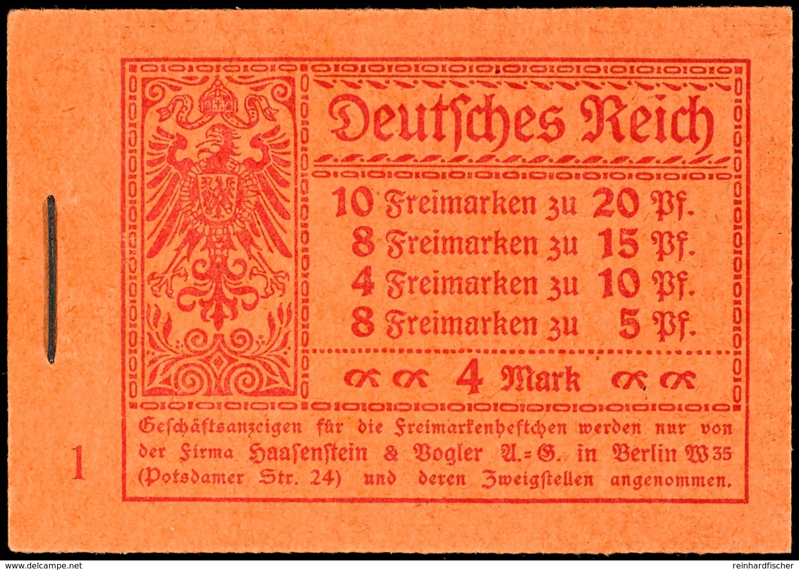 3079 1913, Germania, Markenheftchen Ausgabe Mai 1920, Alle H.-Blätter Dgz., Seltene Variante Mit Als Rückdeckel Verwende - Booklets