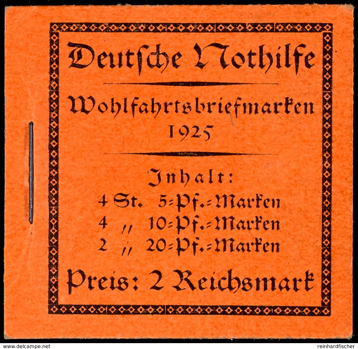 3080 Nothilfe 1925, Tadellos Postfrisches Markenheftchen Ohne Aufschlagebug, Mi. 1.500,--, Katalog: MH18.1 ** - Markenheftchen