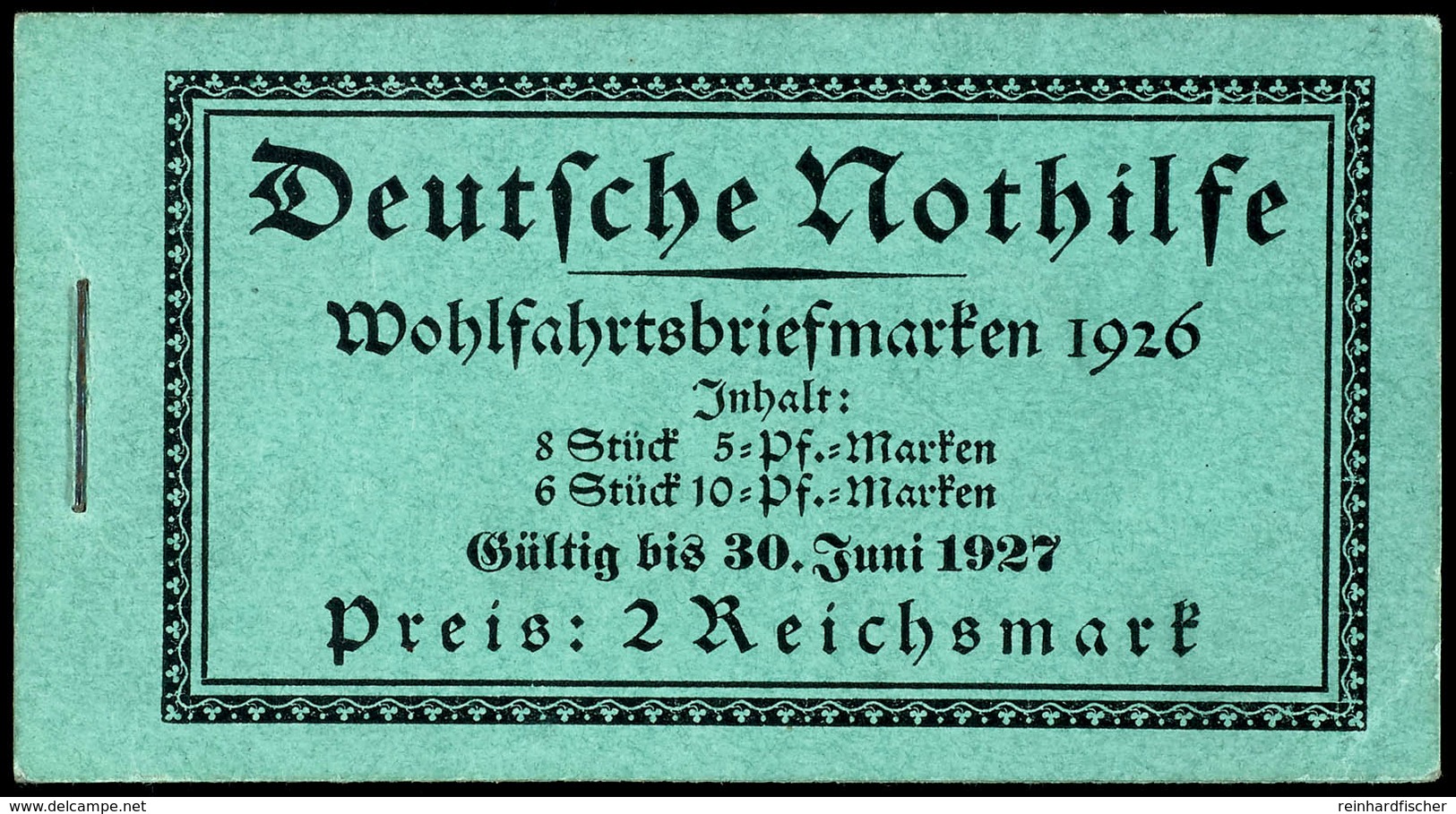 3083 "Nothilfe 1926", Tadellos Postfrisches MH Ohne Öffnungsfaltung, Mi. 1.100,--, Katalog: MH23.1 ** - Markenheftchen