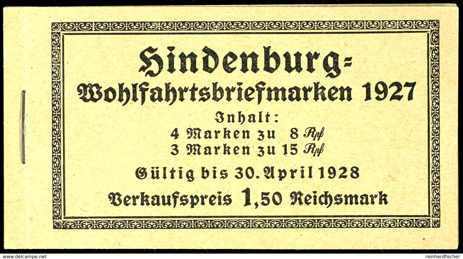 3084 "Hindenburgspende 1927" Mit Dickem Deckel Und Nicht Durchgez. H-Blatt-Rand, Deckel Mit Öffnungsfaltung, H-Blatt Tad - Booklets