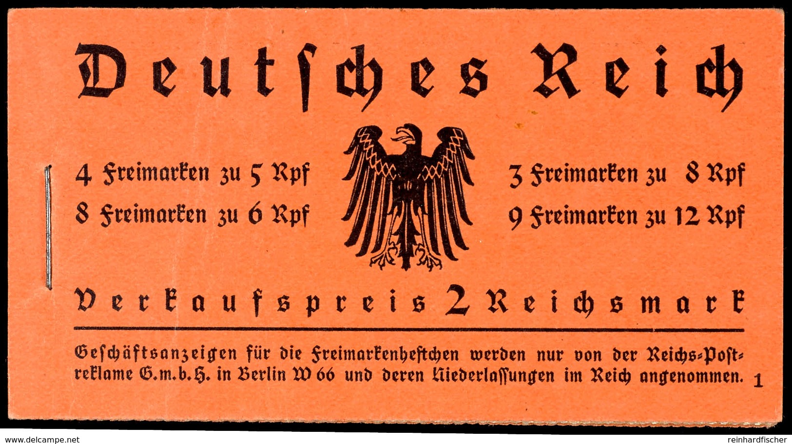 3090 Hindenburg 1933, Markenheftchen 33, Postfrisch, Deckel Wie üblich Leichte Faltspuren, Sonst Tadellos, Mi. 900.-, Ka - Markenheftchen