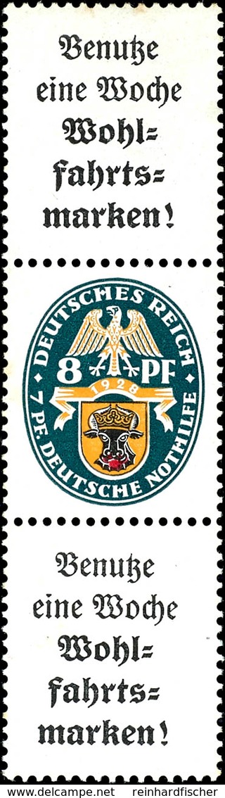 3109 Nothilfe 1928, "Benutze Eine Woche Wohlfahrtsmarken!" + 8 Pfg + "Benutze Eine Woche Wohlfahrtsmarken!", Senkrechter - Other & Unclassified