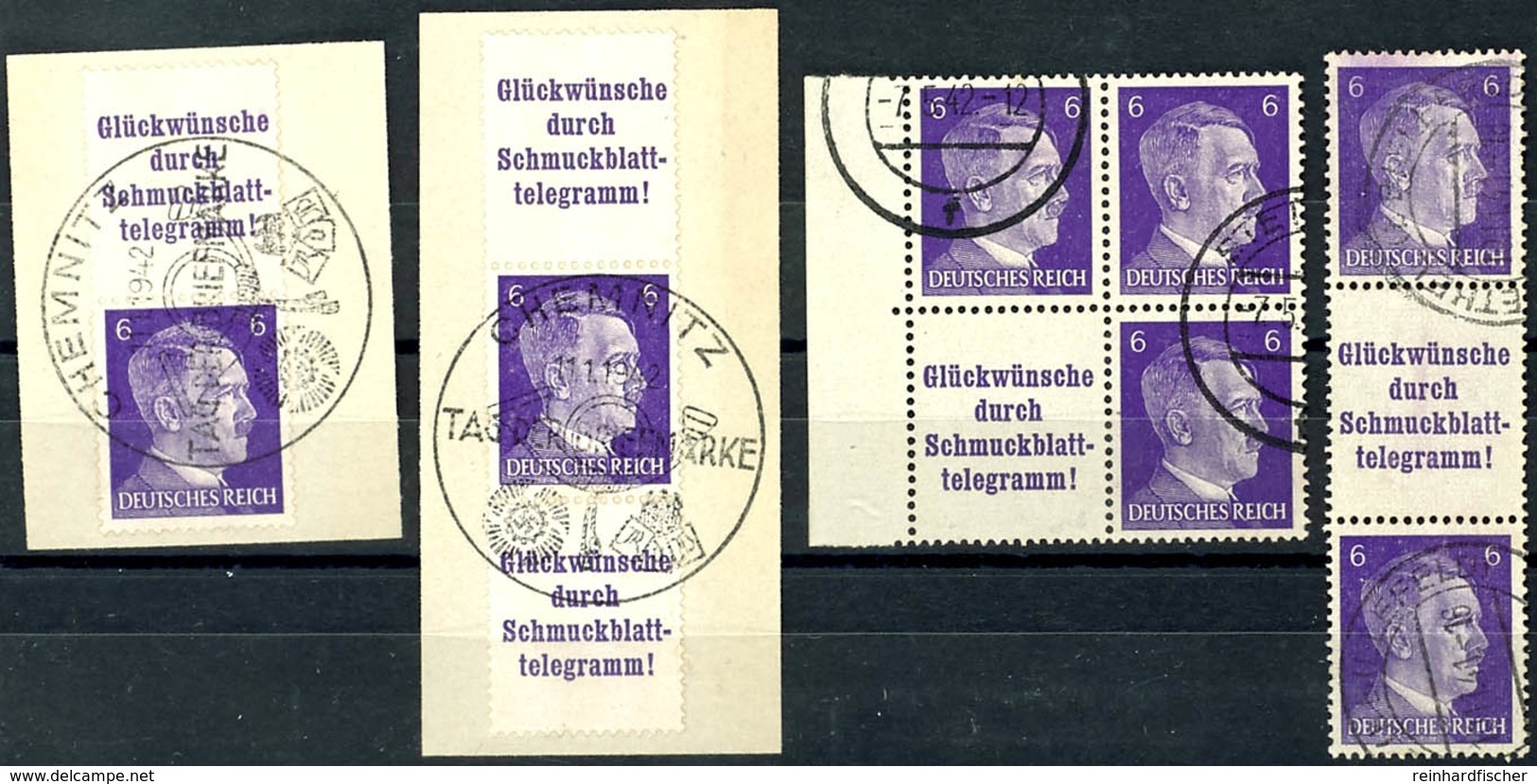 3123 4 Zusammendrucke, S286/89, Gestempelt Bzw A. Briefstück Mit Sonderstempel, Mi. 295,-, Katalog: S286/89 O/BS - Sonstige & Ohne Zuordnung