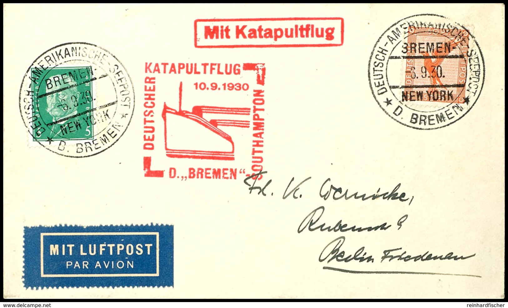 3174 1931, D. Bremen 10.9, Umschlag Mit Dt. Seepostaufgabe Vom 6.9. Und Sonder-Cachet Nach Berlin Mit Ankunftsstempel, P - Andere & Zonder Classificatie