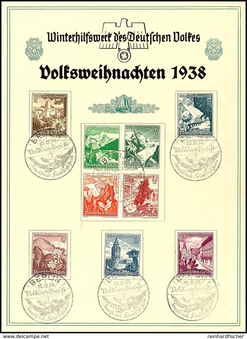 3213 1938, WHW Gedenkblatt Volksweihnachten 1938 (DIN A5), Mit MiNr. 675/83 Und Pass. SST "BERLIN 23.12.1938", Sehr Gute - Andere & Zonder Classificatie