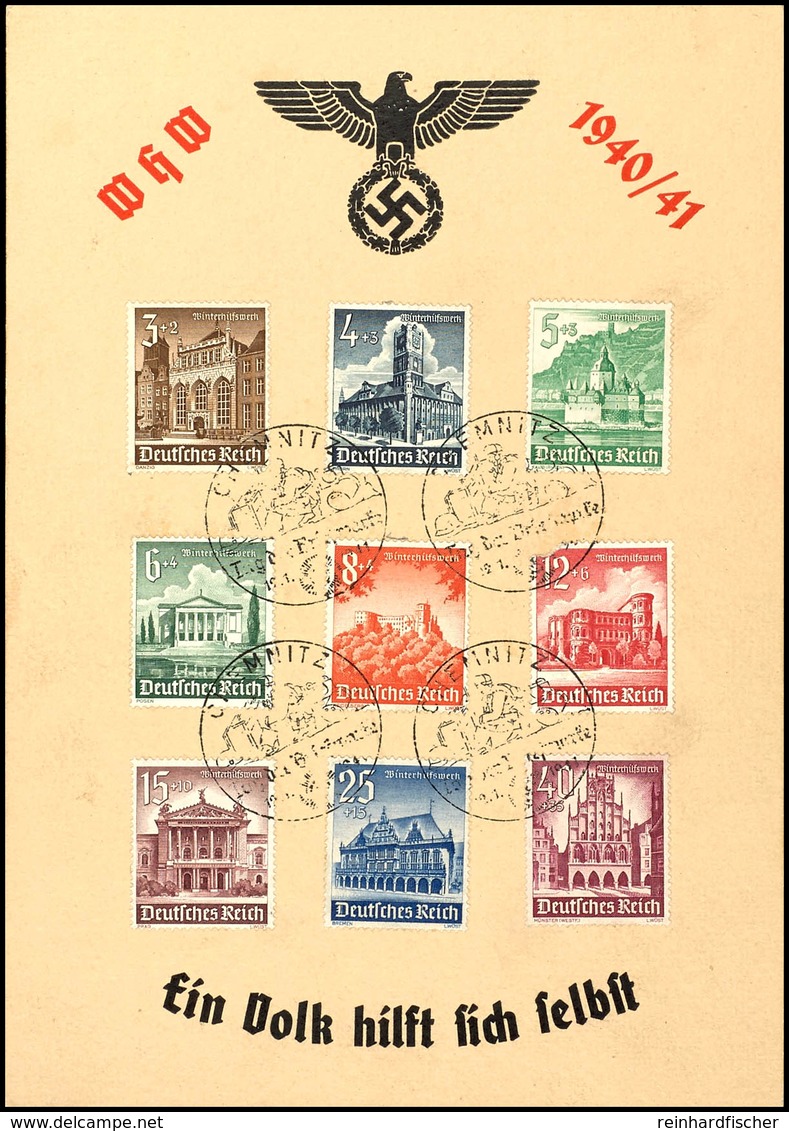 3220 1940 / 41, "Ein Volk Hilft Sich Selbst", DIN A5 WHW Gedenkblatt Mit Pass. MiNr. 751 - 759 Und Entspr. SST Chemnitz  - Other & Unclassified