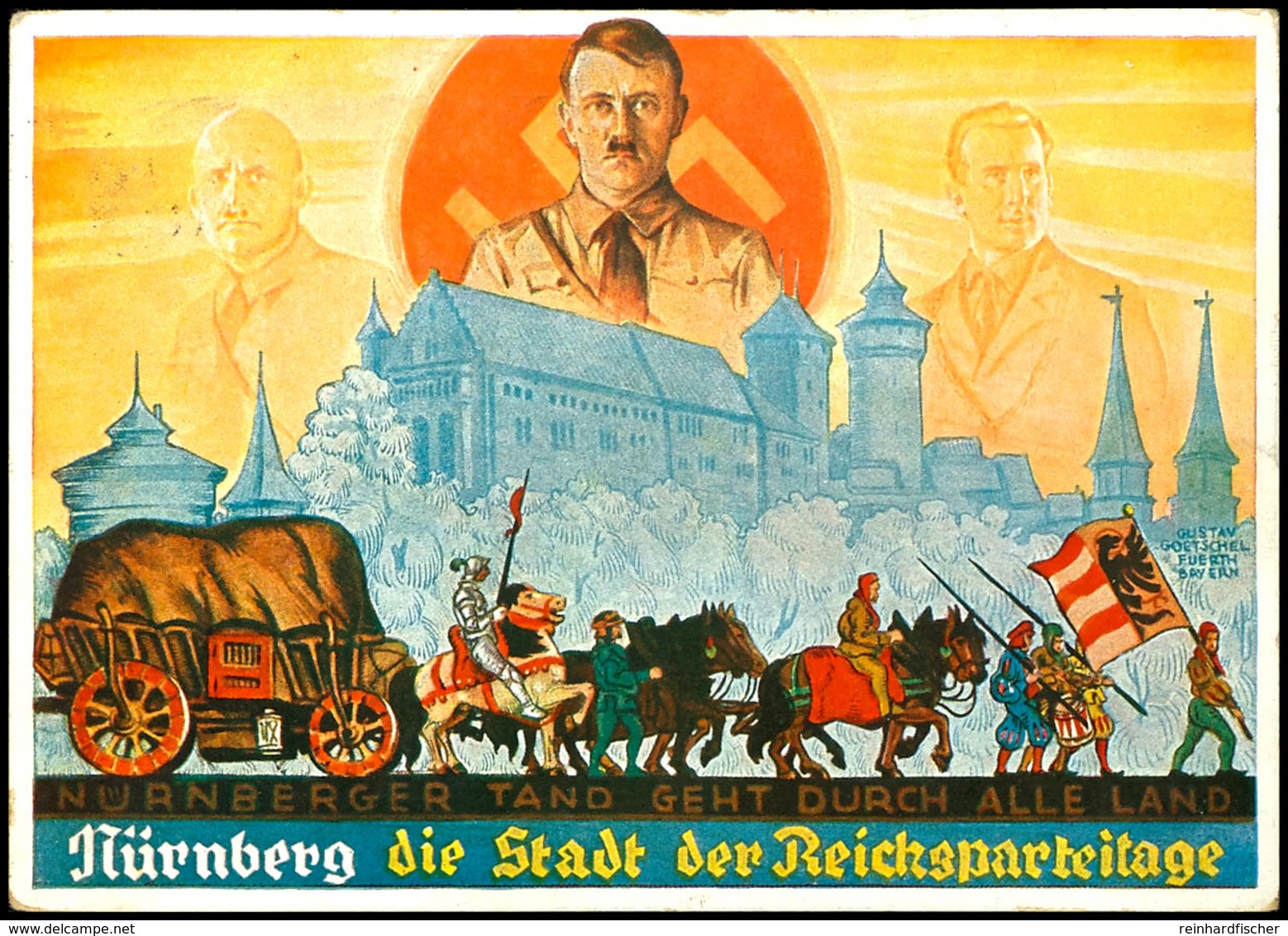 3244 1934, Color-Karte "Nürnberg Die Stadt Der Reichsparteitage", Gelaufen Nach Braunschweig.  BF - Sonstige & Ohne Zuordnung