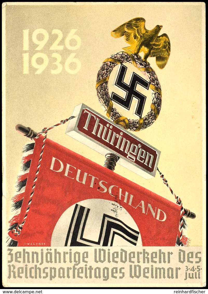 3246 1936, "einjährige Wiederkehr Des Reichsparteitages Weimar, Offizielle Color Festpostkarte NSDAP Gauleitung Thüringe - Other & Unclassified