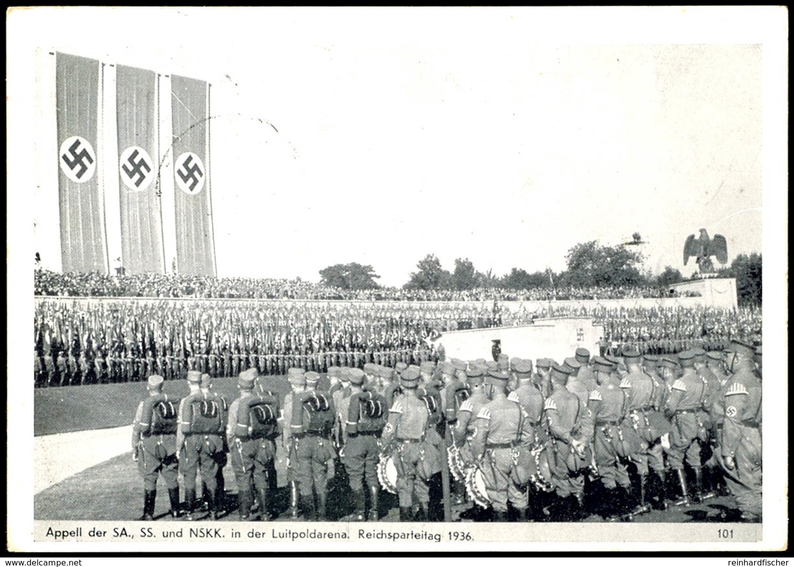 3249 Reichsparteitag 1936, Fotokarte "Appel Der SA., SS. Und NSKK In Der Luitpoldarena", Gelaufen Nach Wuppertal  BF - Andere & Zonder Classificatie