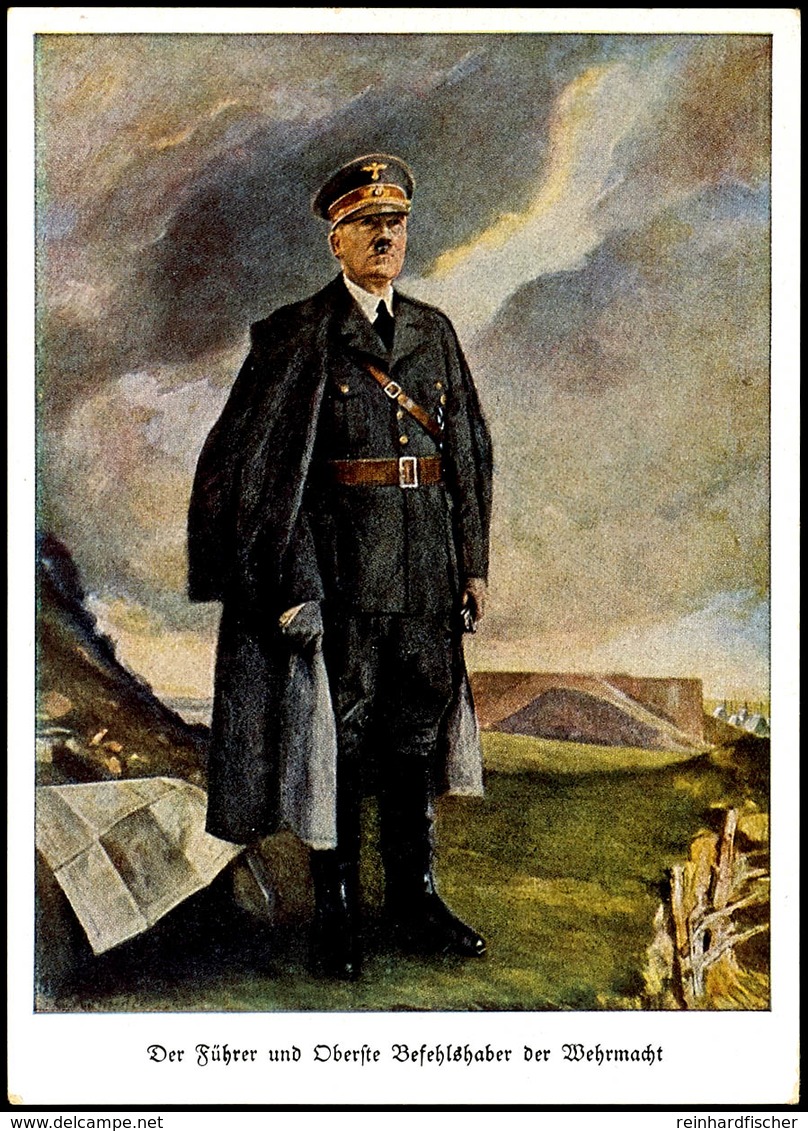 3277 1941, "Der Führer Und Oberste Befehlshaber Der Wehrmacht", Seltene Color Hoffmannkarte Nr. 915, Gelaufen Mit 6+4 Pf - Other & Unclassified