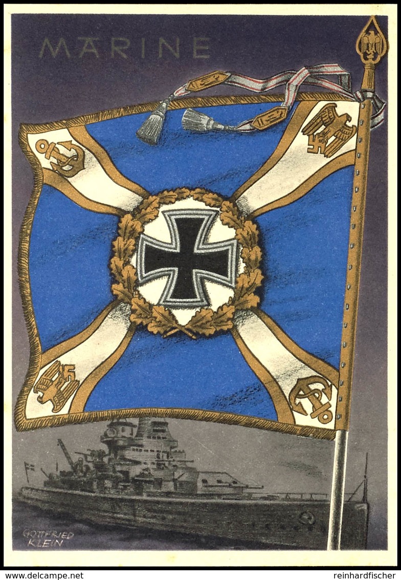 3307 1942 "Marine" Aus Der Serie "Die Siegreichen Fahnen Und Standarten Der Deutschen Wehrmacht", Karte Nr. 19, Color Pr - Other & Unclassified