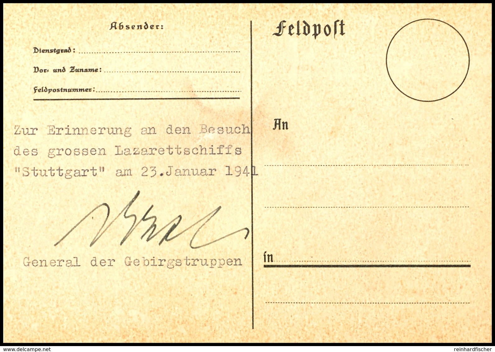 3335 Dietl, Eduard (1890-1944), General Der Gebirgstruppen, Eigenhändige Unterschrift Rs. A. Propaganda-Karte (Gebirgsjä - Sonstige & Ohne Zuordnung