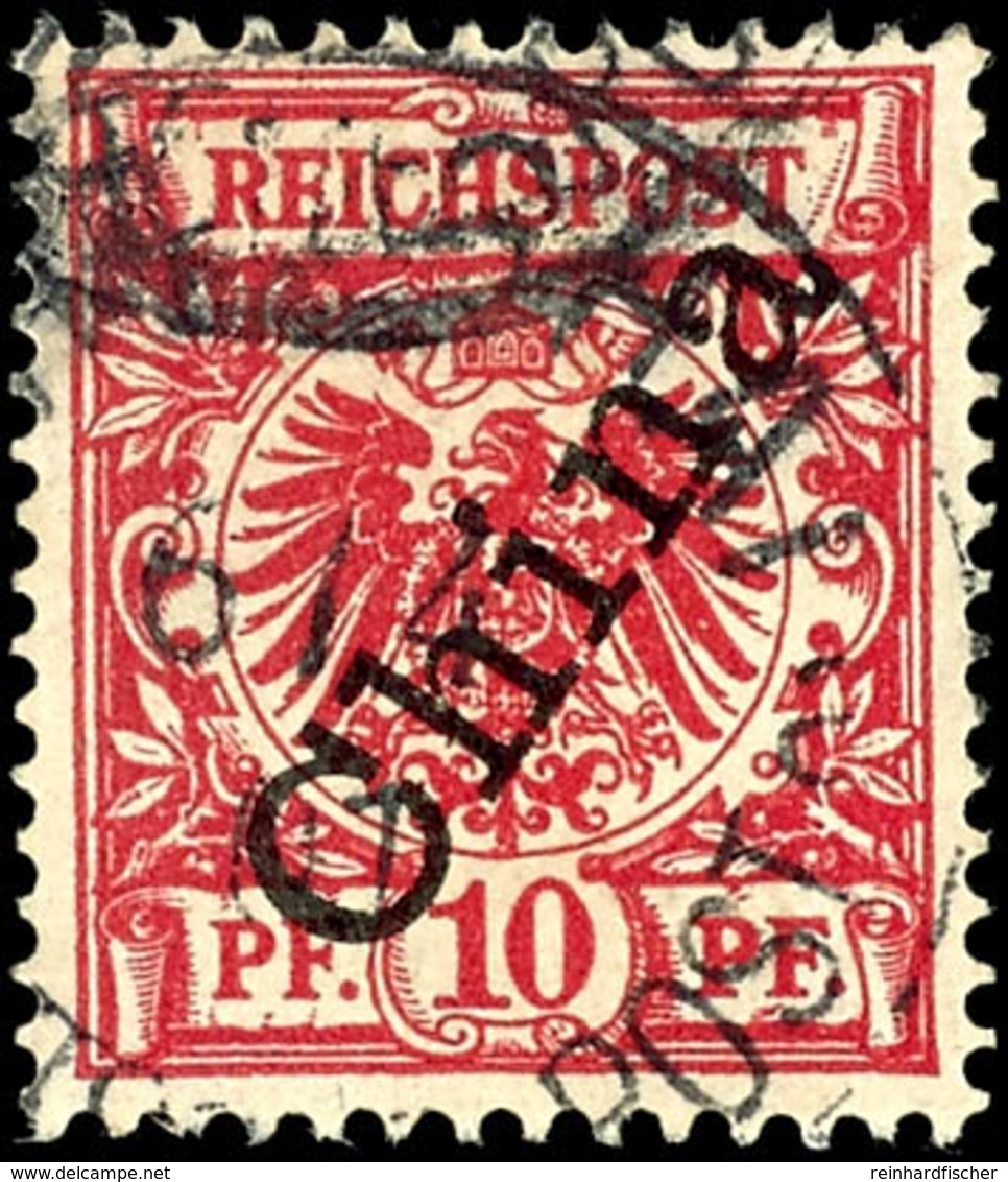 3341 10 Pf. Rosarot, Gest., Gepr. Jäschke-L. BPP, Mi. 130.-, Katalog: 3II C - Deutsche Post In China