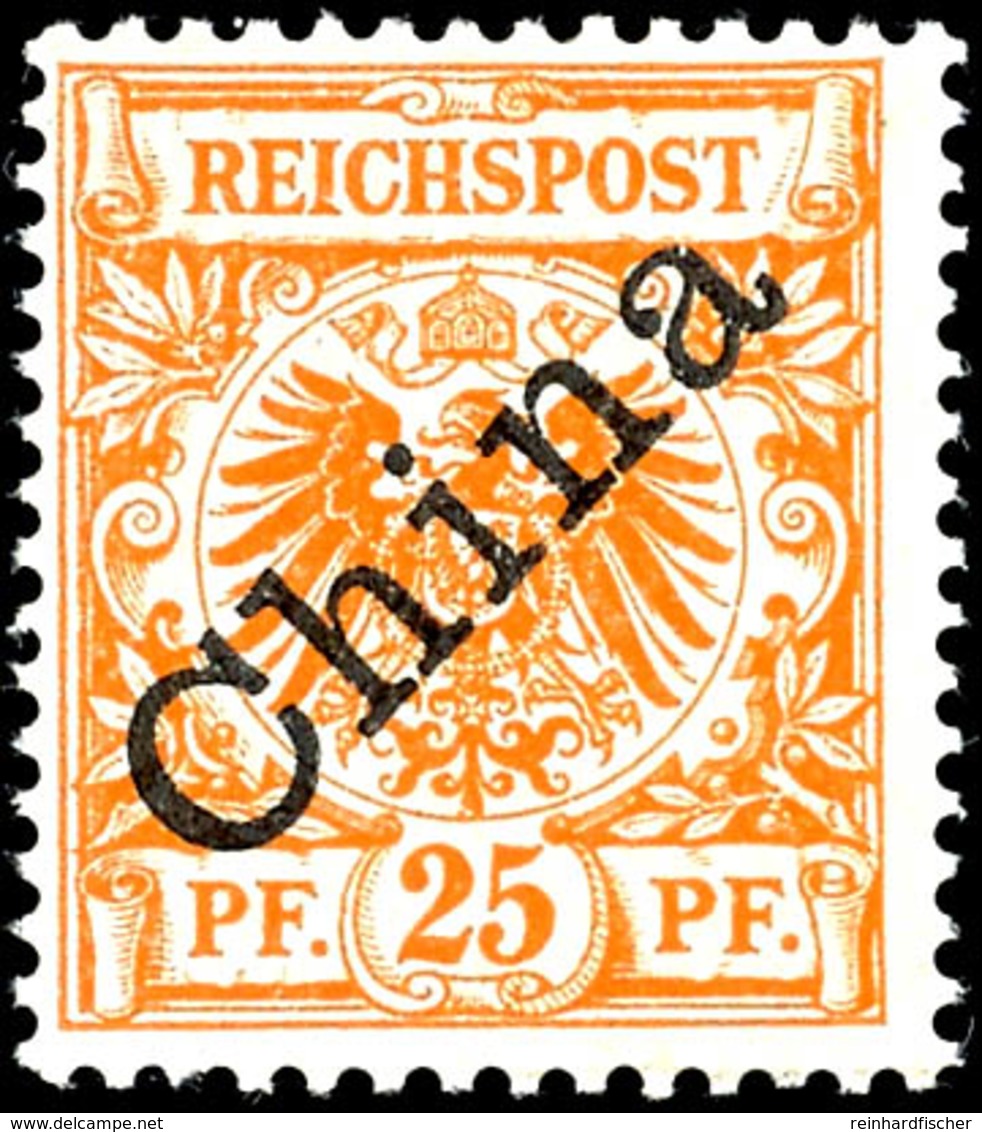 3344 25 Pfg Krone/Adler Schrägaufdruck, Luxus Postfrisch, Tiefstgeprüft Bothe BPP, Mi. 250,-, Katalog: 5I ** - China (offices)