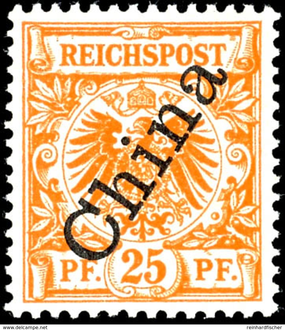 3345 25 Pfg Krone/Adler Steilaufdruck, Luxus Postfrisch, Unsigniert, Mi. 100,-, Katalog: 5II ** - Deutsche Post In China