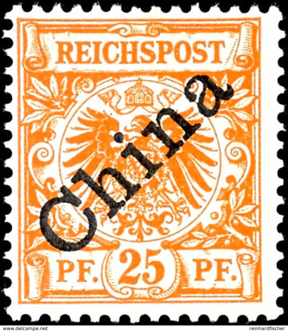 3348 25 Pfg Krone/Adler Mit Diagonalem Aufdruck, Tadellos Postfrisch, Kabinett, Doppelt Gepr. Jäschke-Lantelme BPP, Mi.  - China (kantoren)