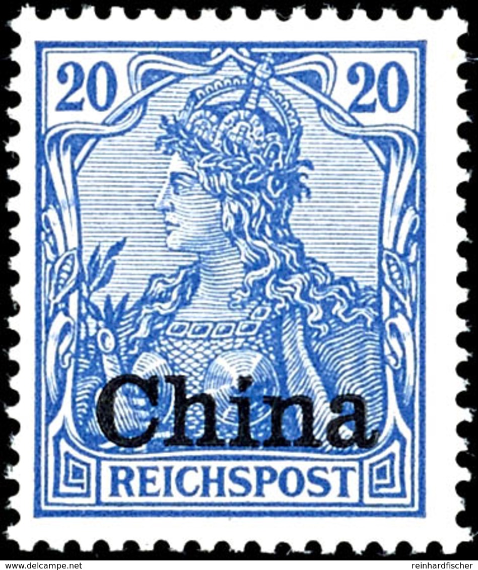 3361 20 Pf Reichspost Mit Aufdruck "China" In Etwas Fetterer Schrifttype Und Mit Kommaförmigem I-Punkt Tadellos Ungebrau - Deutsche Post In China