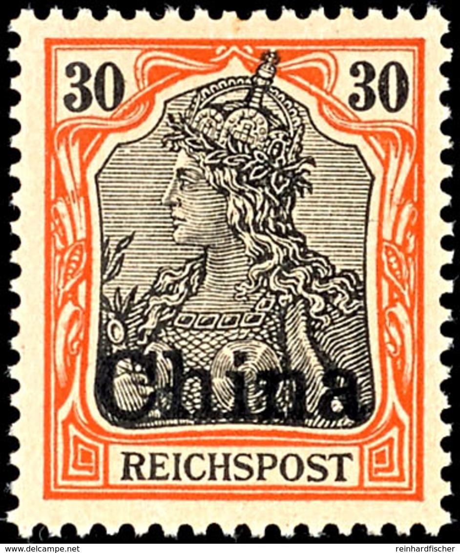 3363 30 Pf Reichspost Mit Aufdruck "China" In Etwas Fetterer Schrifttype Und Mit Kommaförmigem I-Punkt Tadellos Ungebrau - Deutsche Post In China