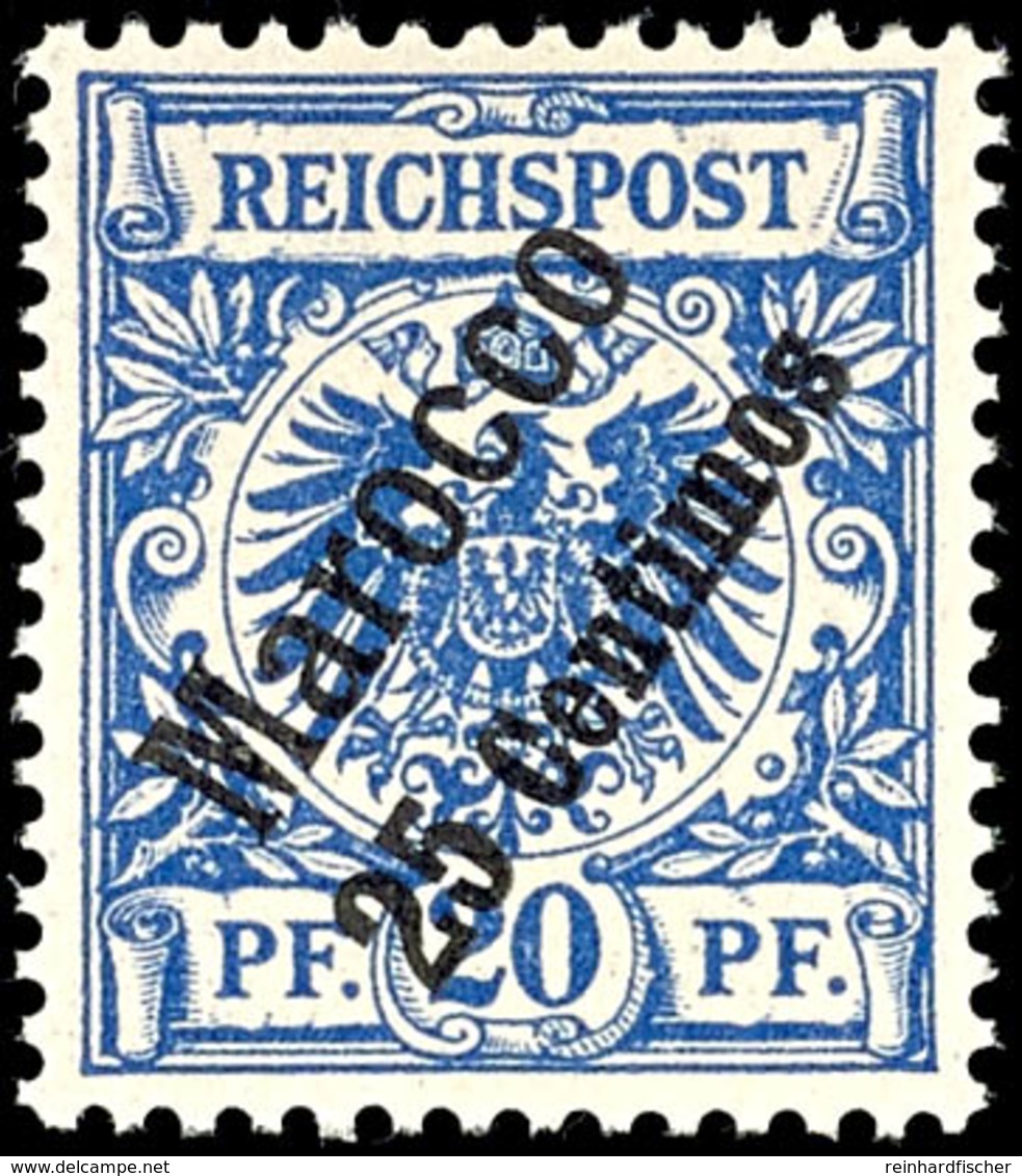 3382 25 Centimos Auf 20 Pf. Krone/Adler, Luxus Postfrisch, Unsigniert, Mi. 50,-, Katalog: 4 ** - Deutsche Post In Marokko