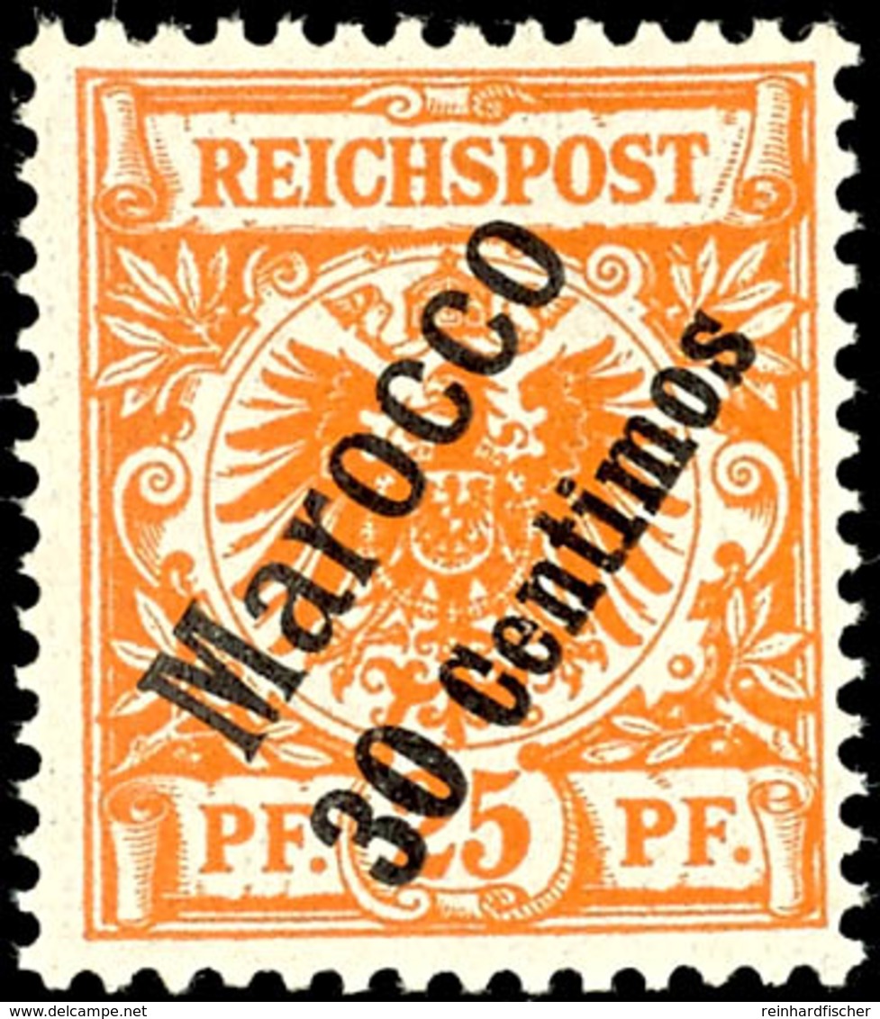 3385 30 C. Auf 25 Pfg Krone/Adler, Tadellos Postfrisch, Unsigniert, Kabinett, Mi. 90.-, Katalog: 5a ** - Deutsche Post In Marokko