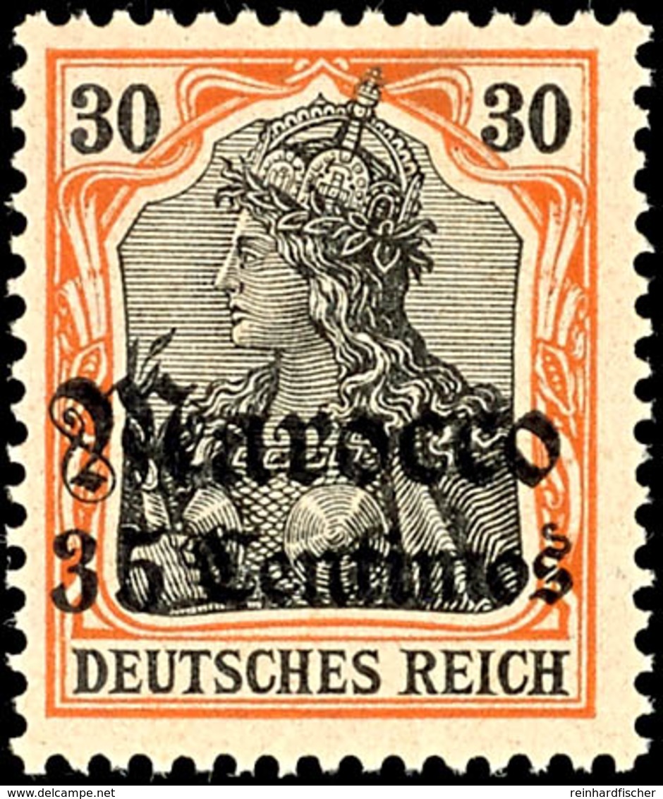 3407 35 Centimos Auf 30 Pf. Germania Deutsches Reich Mit Wasserzeichen Und Aufdruck "Marocco", Luxus Postfrisch,  Unsign - Morocco (offices)