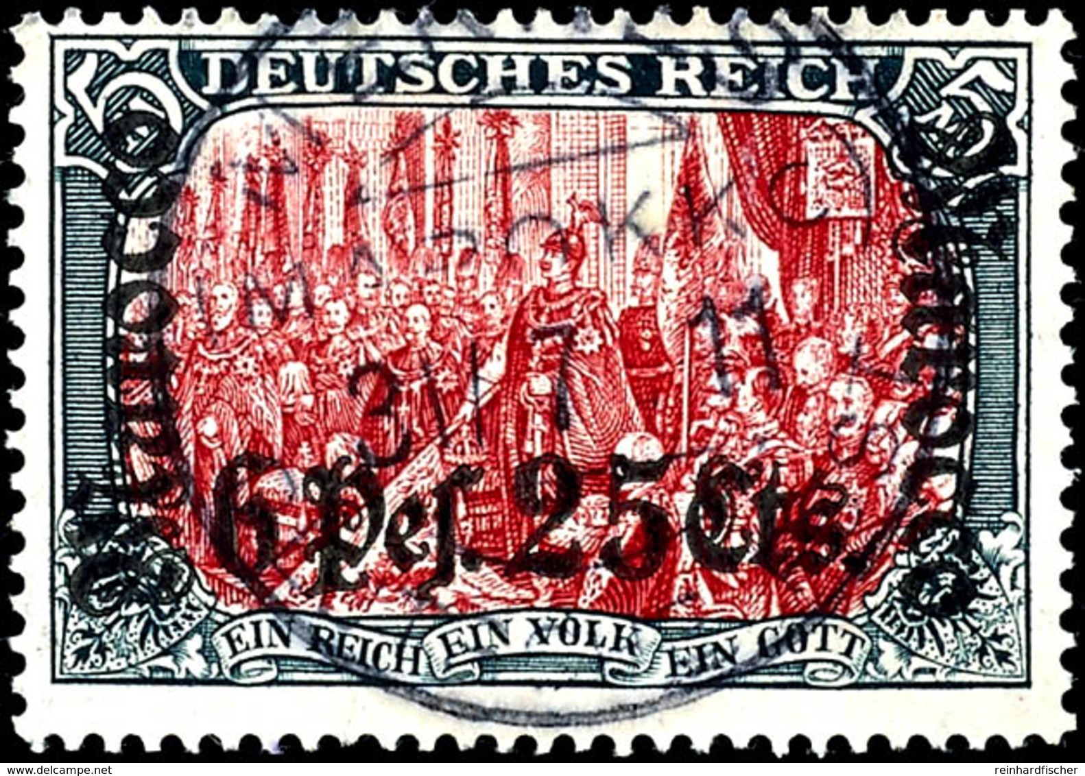 3417 6 P. 25 C. Auf 5 M. Deutsches Reich, Zentrisch Gestempelt "MEKNES (MAROKKO) 31.7.11", Schöner Abschlag Des Guten St - Deutsche Post In Marokko