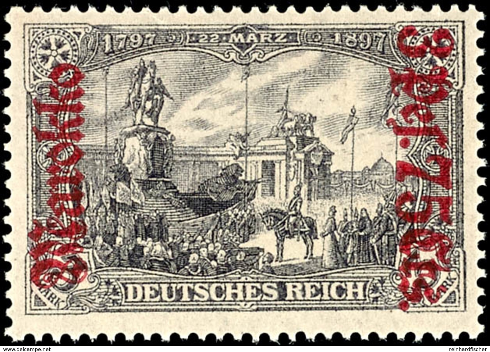 3423 3 Pes. 75 Cts. Auf 3 Mark Deutsches Reich Mit Wasserzeichen Kriegsdruck, Luxus Postfrisch, Unsigniert, Mi. 60,-, Ka - Deutsche Post In Marokko