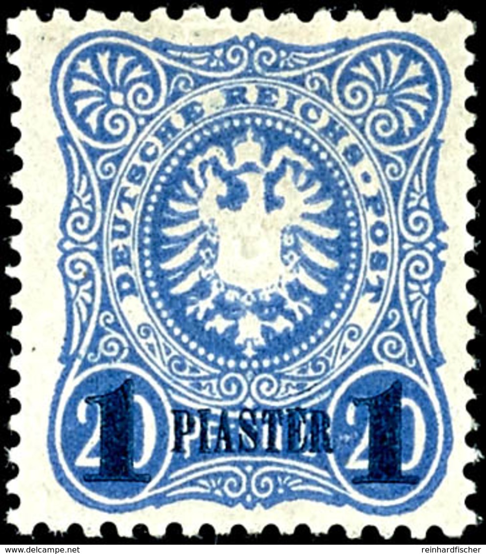 3437 1 Piaster Auf 20 Pf Mittelultramarin, Aufdruck Schwärzlichblau, Metallisch Glänzend, Privater Neudruck (Foure), Tad - Turkey (offices)