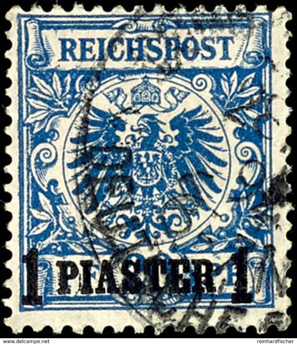 3450 1 Pia. A. 20 Pf. Dunkelblau, Gest., Gepr. Jäschke-L. BPP, Mi. 200.-, Katalog: 8ba O - Turkse Rijk (kantoren)