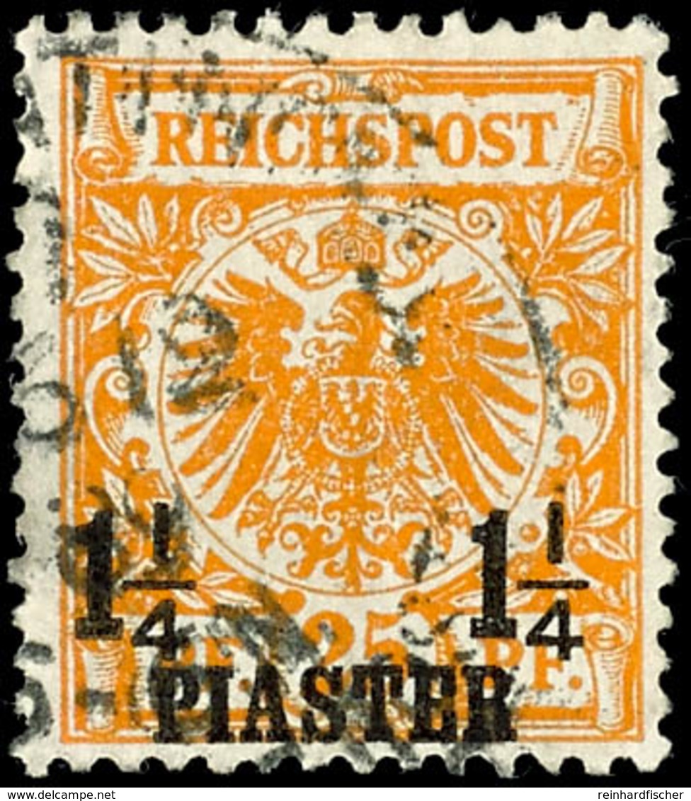 3455 1 1/4 Piaster Auf 25 Pf Gelborange Gestempelt, Etwas Erhöht Dopp. Gepr. Jäschke-L. BPP, Mi. 350.-, Katalog: 9a O - Turkse Rijk (kantoren)