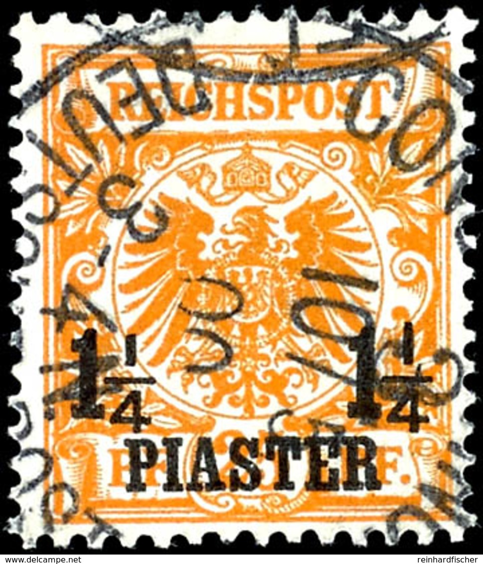 3457 1 1/4 Piaster Auf 25 Pf, "1" Von Linkem "1/4" Verkürzt, Tadellos Und Zentrisch Gestempelt CONSTANTINOPEL 10/5 00, D - Turkse Rijk (kantoren)