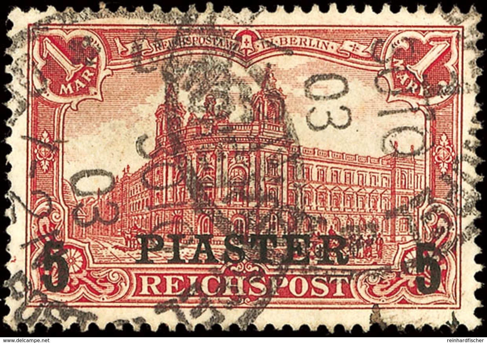 3472 5 Piaster Auf 1 Mk Reichspost, Aufdrucktype II, Sauber Gestempeltes Prachtstück, 120,-, Katalog: 20IIb O - Turkey (offices)