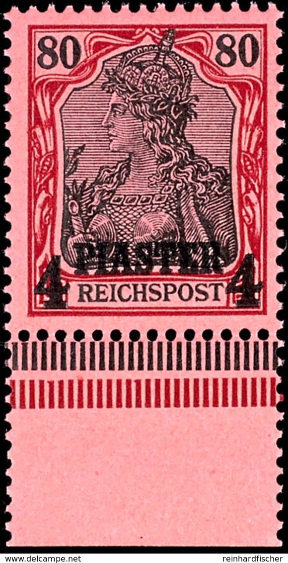 3485 4 Piaster Auf 80 Pf Mit Aufdruck In Type II (amtlich Nicht Ausgegeben) Tadellos Postfrisch Vom Unterrand Und Noch V - Turkse Rijk (kantoren)