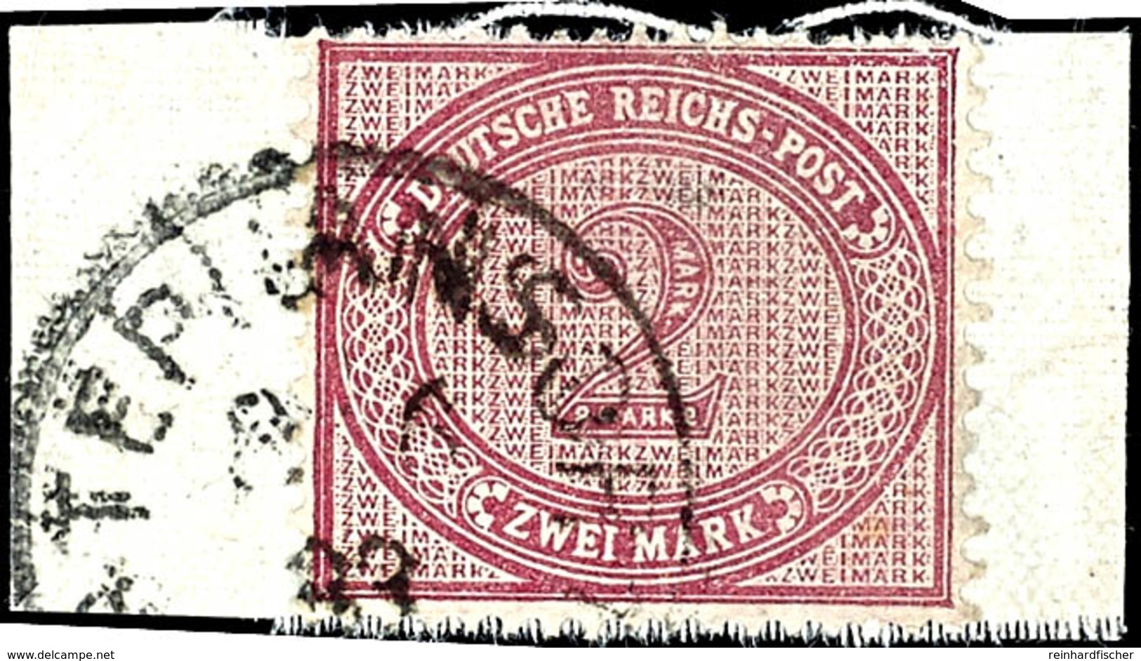 3496 2 Mark Ziffer In E-Farbe, Tadellos Gestempelt STPHANSORT 8/6 93 (Steuer + 50%) Auf Leinenbriefstück, Gepr. Pfenning - German New Guinea
