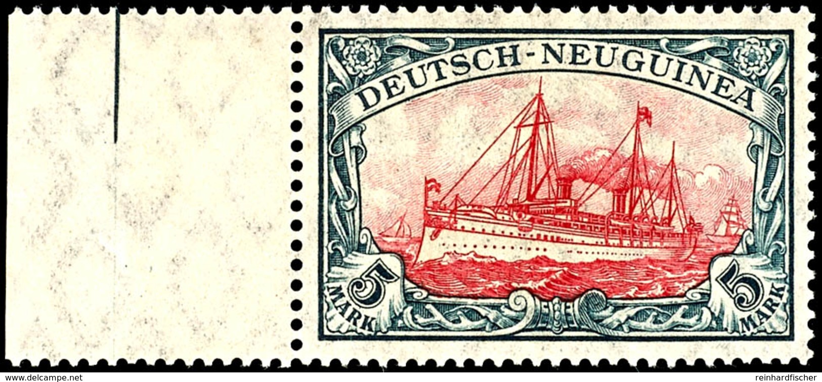 3512 5 Mark Kaiseryacht Mit Wasserzeichen Im Friedensdruck, Luxus Postfrisch Vom Linken Rand,  Geprüft Jäschke-Lantelme  - Deutsch-Neuguinea