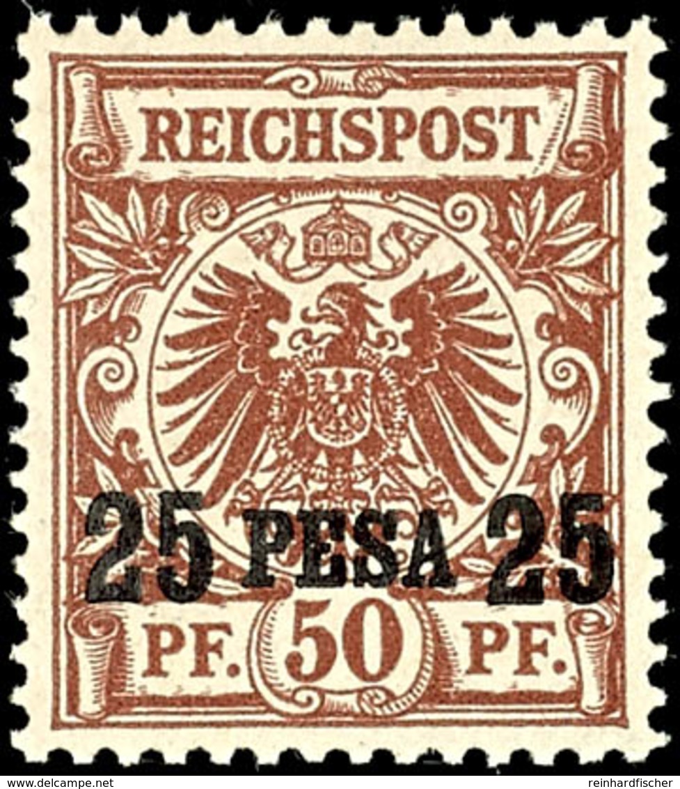 3527 25 P. Auf 50 Pfg Krone/Adler, Tadellos Postfrisch, Kabinett, Gepr. Bothe BPP, Mi. 180.-, Katalog: 5I ** - Deutsch-Ostafrika