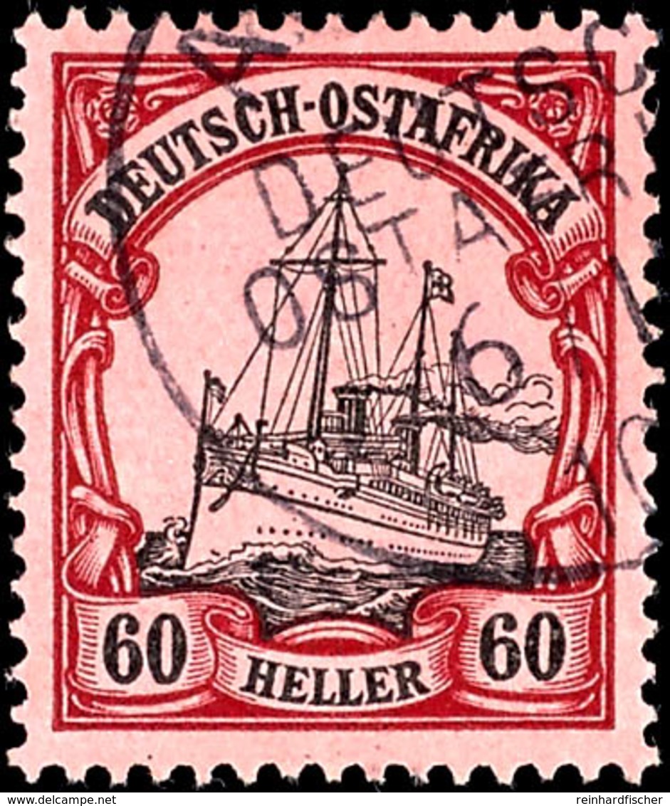 3545 60 Heller Kaiseryacht Mit Plattenfehler I "fehlende Dampfzeichnung, Tadellos Gestempelt, Mi. 350.-, Katalog: 29I O - Duits-Oost-Afrika