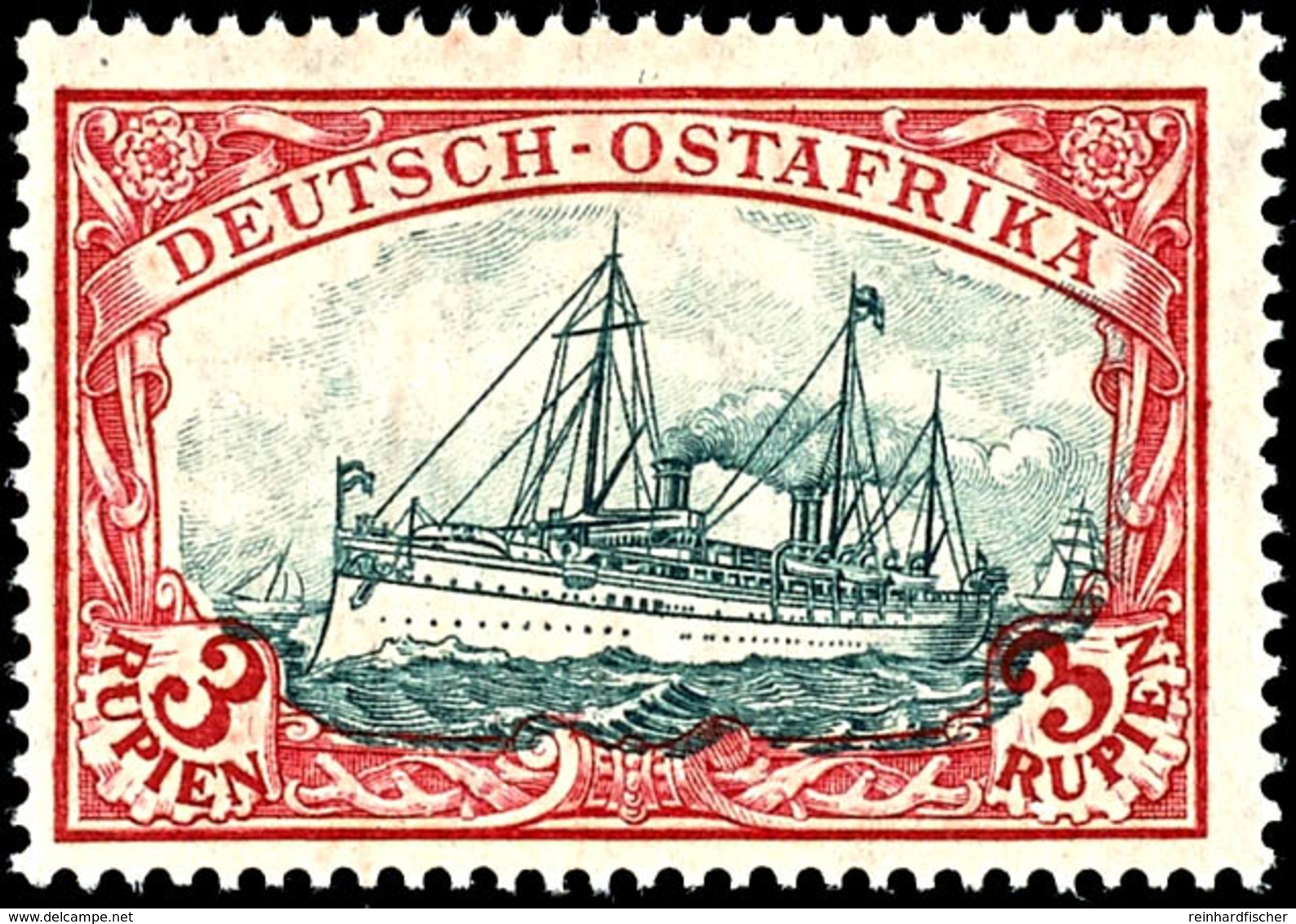 3553 3 Rupien Kaiseryacht Mit Wasserzeichen, Gezähnt 26:17 Und Rahmenzeichnung Type III Und Mittelstück Type III, Postfr - Deutsch-Ostafrika