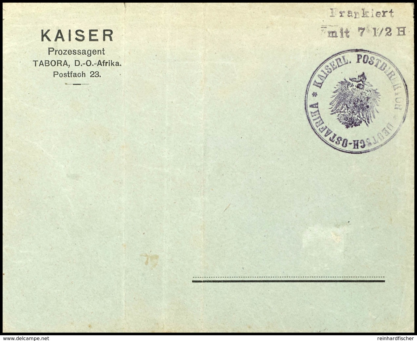 3558 Morogoro-Notausgabe, Ungebrauchter Umschlag Mit Franka-Stempel Und Dienstsiegel In Violett, Senkrechte Faltspuren U - German East Africa