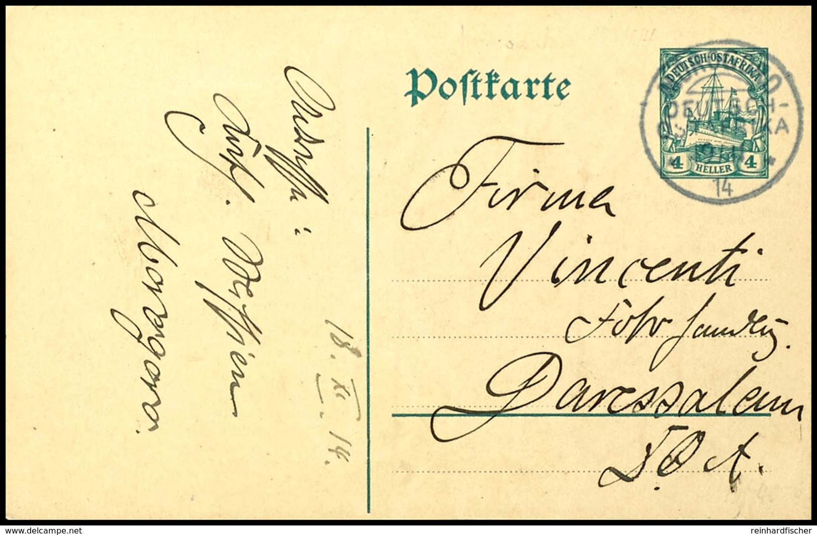 3563 4 H. Ganzsachenkarte Bedarfsgebraucht Aus MOROGORO DOA 19.11.14 Nach Daressalam In Guter Erhaltung, Nicht Häufige V - Deutsch-Ostafrika