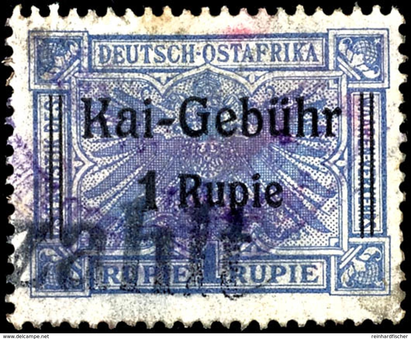 3570 Fiskalmarke 1 R. Kai-Gebühr Auf 1 R. H. Statistik Des Warenverkehrs Preußischblau, Entwertet Mit L1 "Gebühren Bezah - Duits-Oost-Afrika