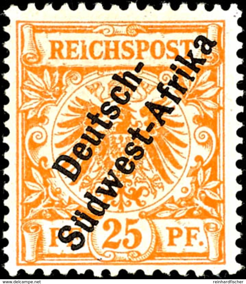 3584 25 Pf Gelblichorange Mit Schrägem Aufdruck "Deutsch-Südwest-Afrika" Und Plattenfehler III ("I" In "REICHSPOST" Oben - Deutsch-Südwestafrika