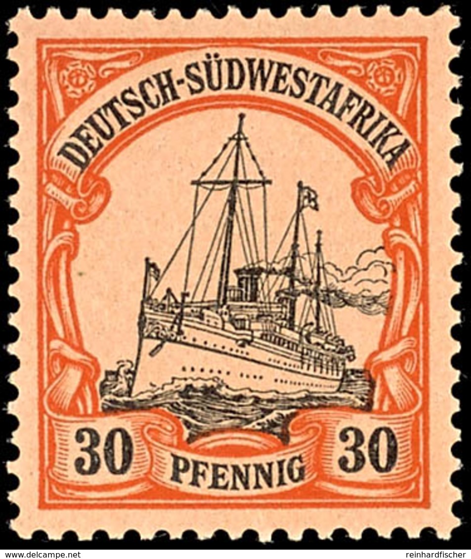 3598 30 Pfg Kaiseryacht, Tadellos Postfrisch, Kabinett, Gepr. Bothe BPP, Mi. 300.-, Katalog: 16 ** - German South West Africa